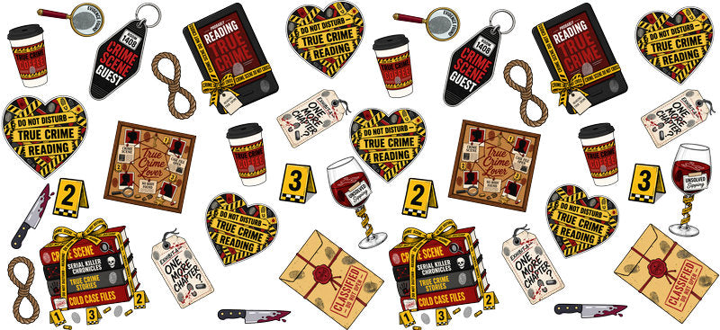 crime scene kit UV DTF cup wrap for 16oz glass can investigation cup decal KA-10645
