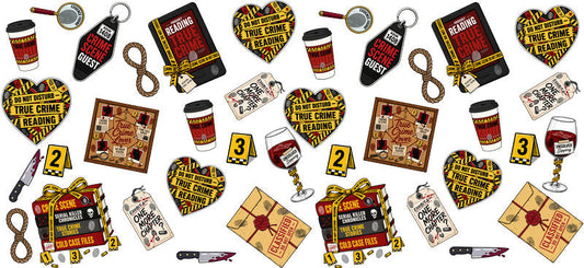 crime scene kit UV DTF cup wrap for 16oz glass can investigation cup decal KA-10645