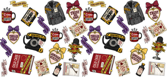 true crime tools UV DTF cup wrap for 16oz glass can mystery cup decal KA-10648