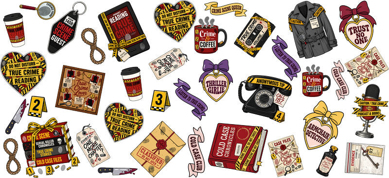 detective investigation UV DTF cup wrap for 16oz glass can crime cup decal KA-10653