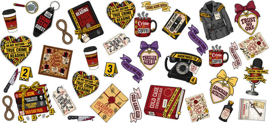 detective investigation UV DTF cup wrap for 16oz glass can crime cup decal KA-10653