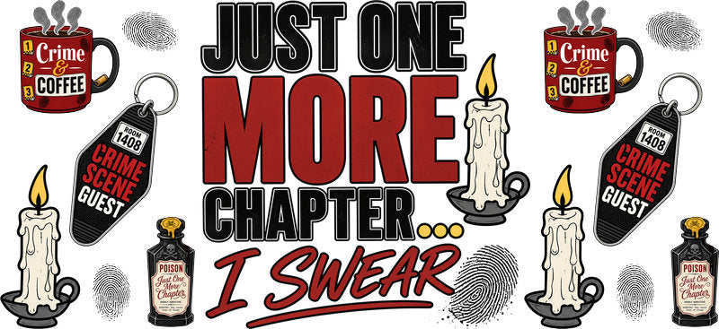 just one more chapter UV DTF cup wrap for 16oz glass can book lover cup decal KA-10654