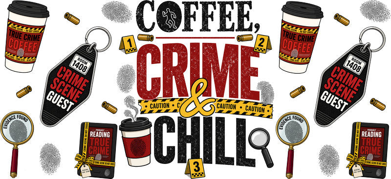 coffee crime reader UV DTF cup wrap for 16oz glass can mystery cup decal KA-10655