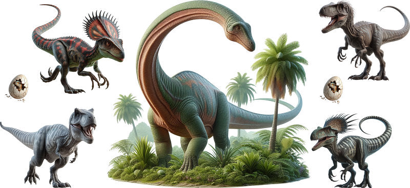 Long Neck Dinosaur UV DTF Cup Wrap for 16oz Glass Can KA-10674