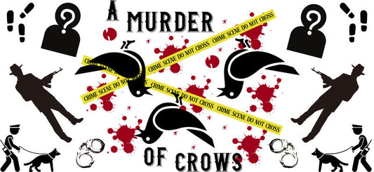 murder crow UV DTF cup wrap for 16oz glass can true crime cup decal KA-10696
