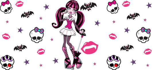 Gothic Fashion Doll UV DTF Cup Wrap for 16oz Glass Can KA-11046