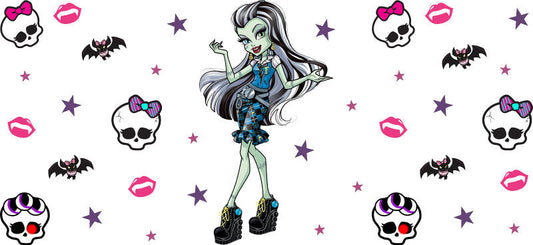 Zombie Fashion Girl UV DTF Cup Wrap for 16oz Glass Can KA-11047