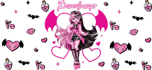 Pink Moon Princess UV DTF Cup Wrap for 16oz Glass Can KA-11052