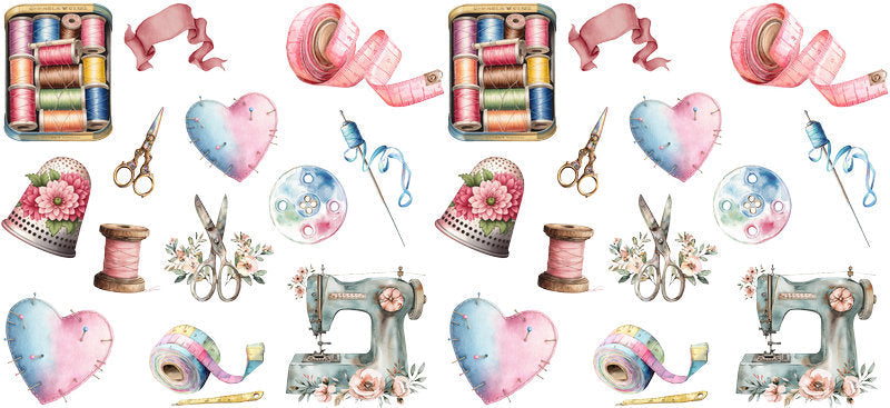 sewing pattern UV DTF cup wrap for 16oz glass can dressmaker craft cup decal KA-11077