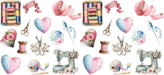 sewing pattern UV DTF cup wrap for 16oz glass can dressmaker craft cup decal KA-11077