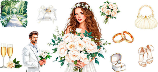 bridal bouquet UV DTF cup wrap for 16oz glass can wedding floral cup decal KA-11081