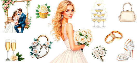 wedding florals UV DTF cup wrap for 16oz glass can bridal flower cup decal KA-11083