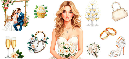 bridal elegance UV DTF cup wrap for 16oz glass can wedding decor cup decal KA-11084