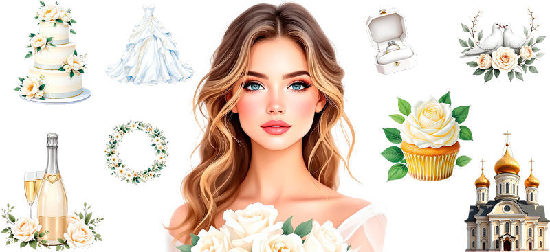 bridal portrait UV DTF cup wrap for 16oz glass can elegant bride cup decal KA-11085
