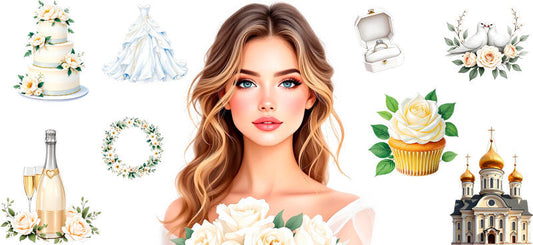 bridal portrait UV DTF cup wrap for 16oz glass can elegant bride cup decal KA-11085