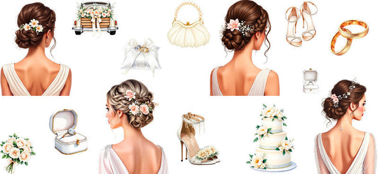 bridal hairstyle UV DTF cup wrap for 16oz glass can elegant bridal hair cup decal KA-11091