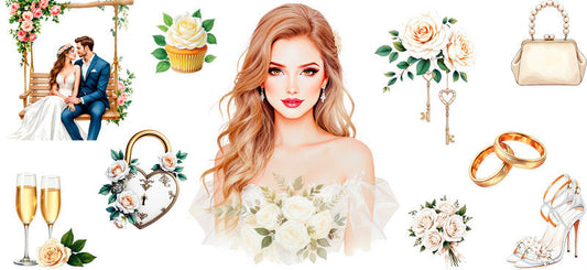 bridal blossom UV DTF cup wrap for 16oz glass can floral wedding cup decal KA-11092