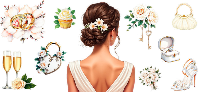 bridal updo UV DTF cup wrap for 16oz glass can bridal hairstyle cup decal KA-11094