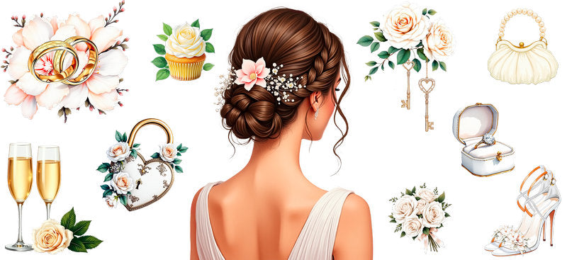 floral bride UV DTF cup wrap for 16oz glass can wedding flowers cup decal KA-11095