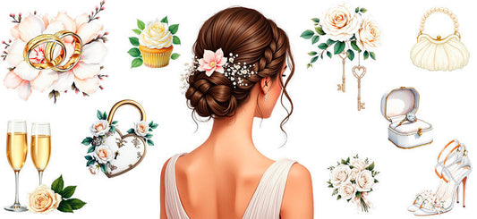 floral bride UV DTF cup wrap for 16oz glass can wedding flowers cup decal KA-11095
