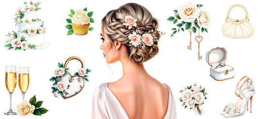 bridal flower crown UV DTF cup wrap for 16oz glass can floral bride cup decal KA-11096