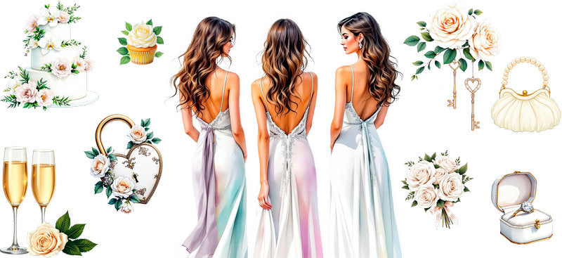 bridesmaids UV DTF cup wrap for 16oz glass can bridal party cup decal KA-11098