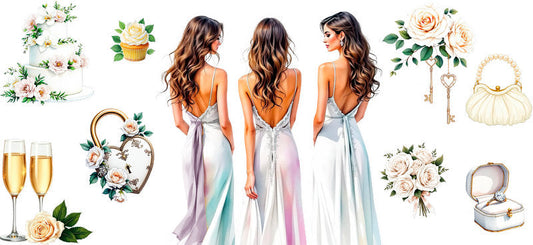 bridesmaids UV DTF cup wrap for 16oz glass can bridal party cup decal KA-11098