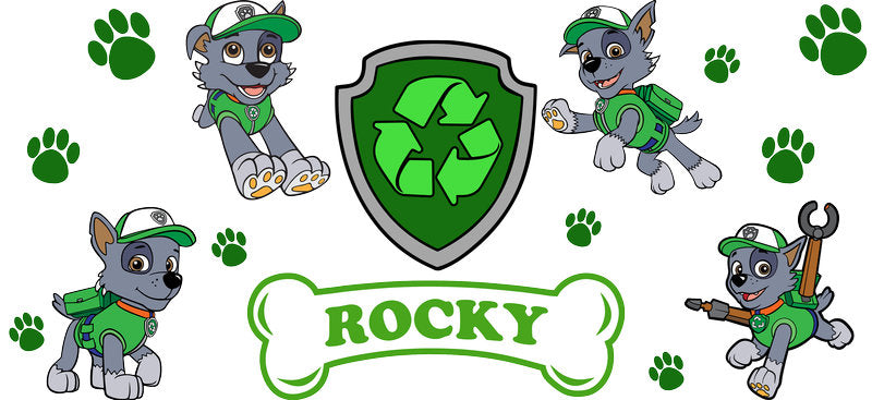 Green Rescue Dog Team UV DTF Cup Wrap for 16oz Glass Can KA-11179