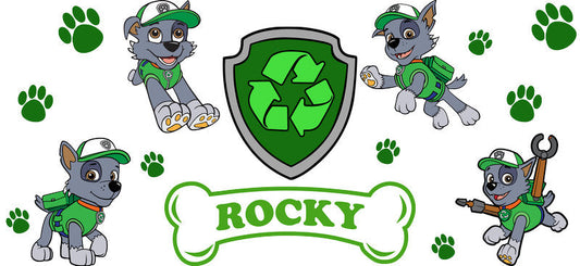 Green Rescue Dog Team UV DTF Cup Wrap for 16oz Glass Can KA-11179