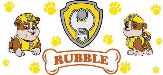 Yellow Builder Puppy UV DTF Cup Wrap for 16oz Glass Can KA-11183