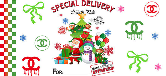 Christmas Designer UV DTF Cup Wrap for 16oz Glass Can KA-11375