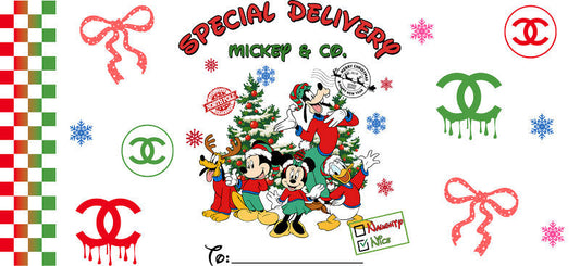 Christmas Designer UV DTF Cup Wrap for 16oz Glass Can KA-11381