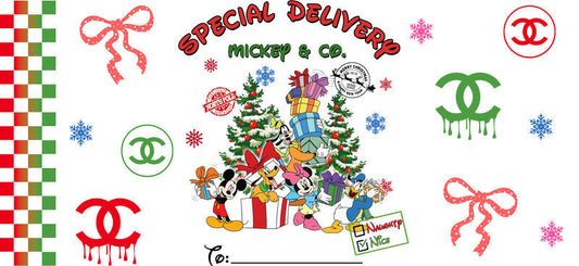 Christmas Designer UV DTF Cup Wrap for 16oz Glass Can KA-11382