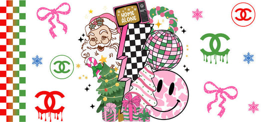 Christmas Designer UV DTF Cup Wrap for 16oz Glass Can KA-11383