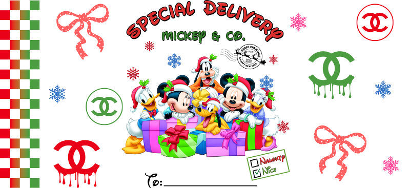 Christmas Designer UV DTF Cup Wrap for 16oz Glass Can KA-11384