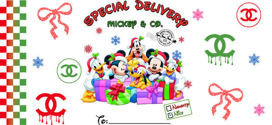 Christmas Designer UV DTF Cup Wrap for 16oz Glass Can KA-11384