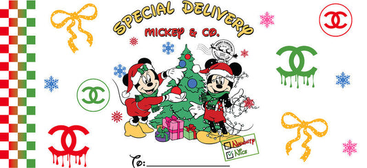 Christmas Designer UV DTF Cup Wrap for 16oz Glass Can KA-11385