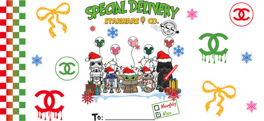 Christmas Designer UV DTF Cup Wrap for 16oz Glass Can KA-11386