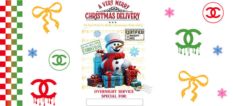 Christmas Designer UV DTF Cup Wrap for 16oz Glass Can KA-11389