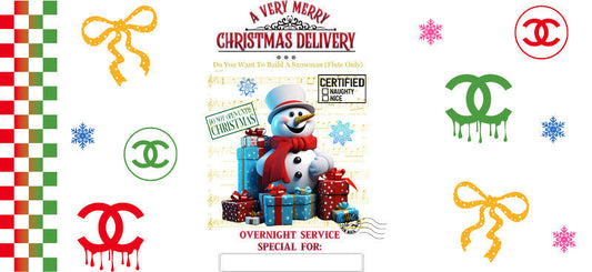 Christmas Designer UV DTF Cup Wrap for 16oz Glass Can KA-11389