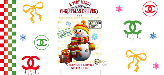 Christmas Designer UV DTF Cup Wrap for 16oz Glass Can KA-11390