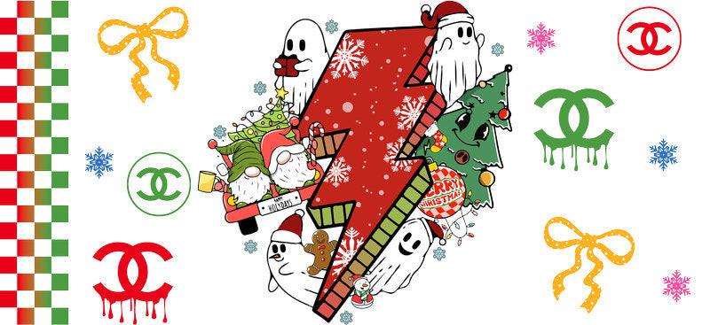 Christmas Designer UV DTF Cup Wrap for 16oz Glass Can KA-11392