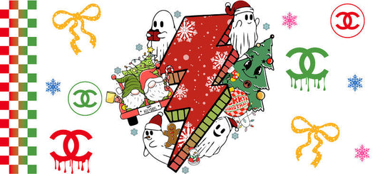 Christmas Designer UV DTF Cup Wrap for 16oz Glass Can KA-11392