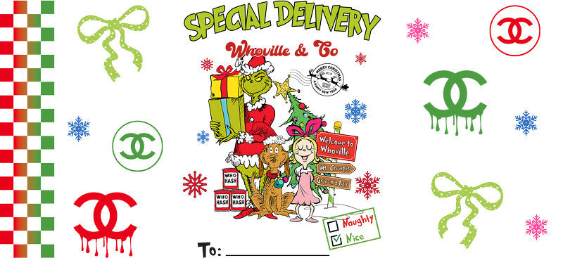 Christmas Designer UV DTF Cup Wrap for 16oz Glass Can KA-11394