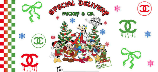 Christmas Designer UV DTF Cup Wrap for 16oz Glass Can KA-11395