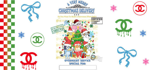 Christmas Designer UV DTF Cup Wrap for 16oz Glass Can KA-11397