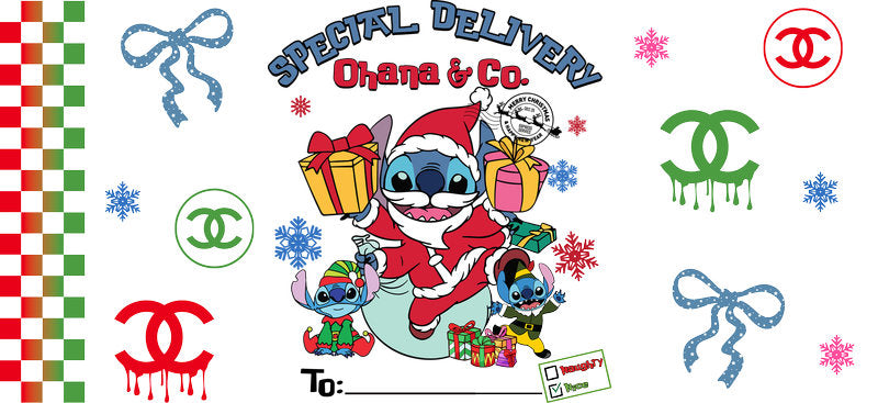 Christmas Designer UV DTF Cup Wrap for 16oz Glass Can KA-11400