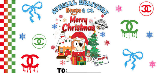 Christmas Designer UV DTF Cup Wrap for 16oz Glass Can KA-11403
