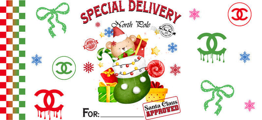 Christmas Designer UV DTF Cup Wrap for 16oz Glass Can KA-11412