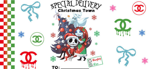 Christmas Designer UV DTF Cup Wrap for 16oz Glass Can KA-11415